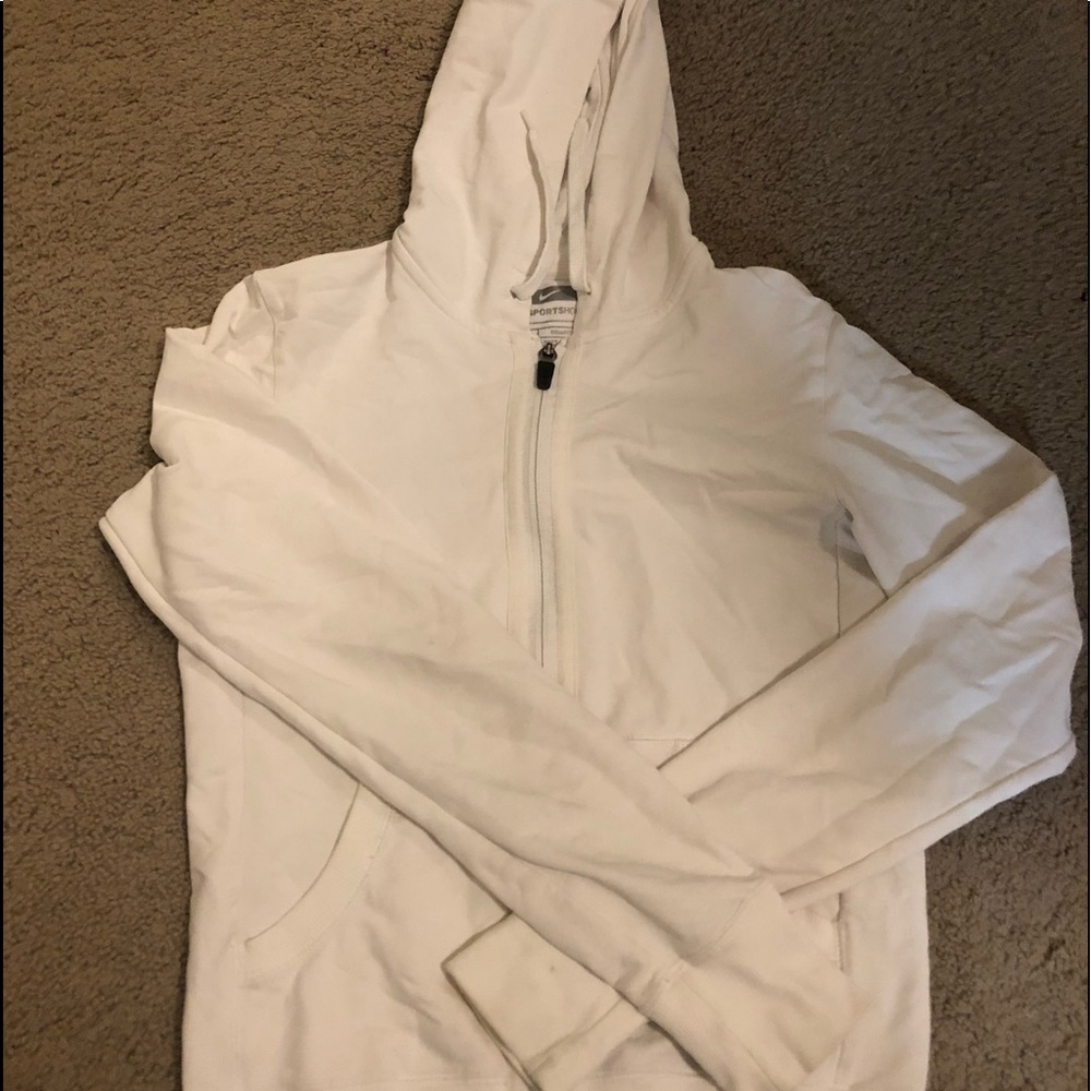 Nike white sports zip up hoodie!